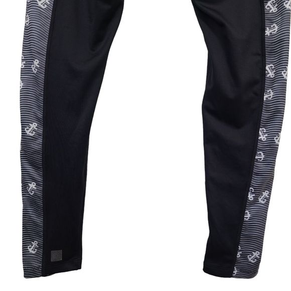 Lularoe Jordan Womens Sz XL Ankle Leggings Athletic Black Nautical Anchor Pants - Picture 7 of 9